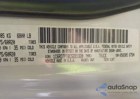 2012 Ram 1500 Laramie Longhorn/Limited Edition z USA, uszkodzony, nr VIN 1C6RD7PT8CS221320